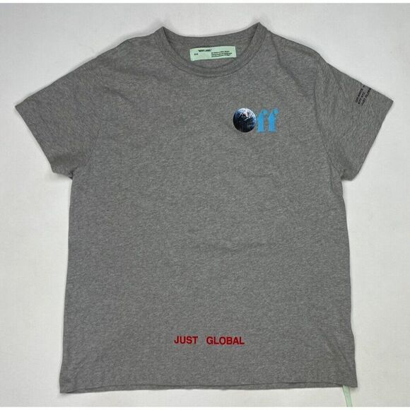 KITH NYC x Off-White Just Global Graphic T-shirt Men Medium Gray Short Sleeve - Picture 2 of 10